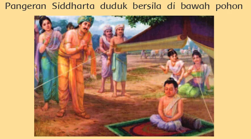 Gambar 2.2 Pangeran Siddharta Bermeditasi di Bawah Pohon Jambu