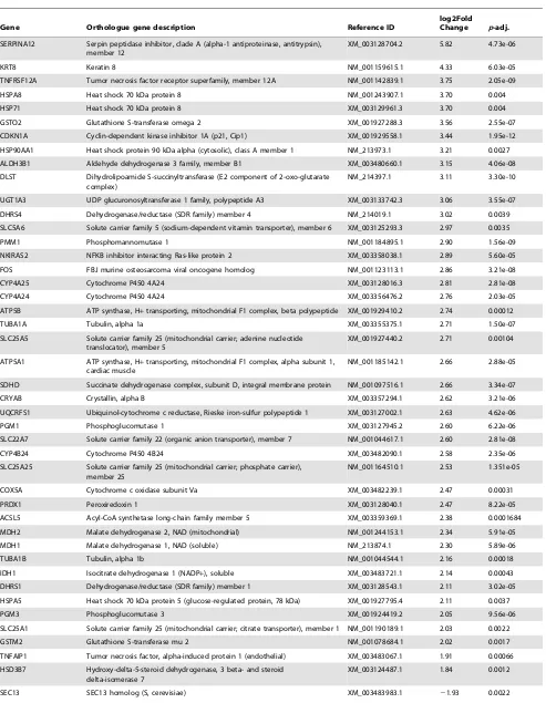 Table 2. Top 30 up and down regulated genes in liver tissues collected from boars with high and low skatole levels in backfat.