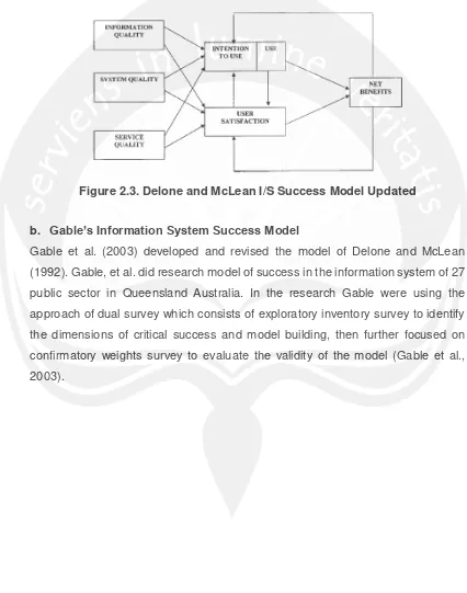 Figure 2.3. Delone and McLean I/S Success Model Updated  