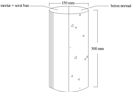 Tabel 3.5.  Proporsi campuran adukan silinder untuk ½ mortar + serat ban 