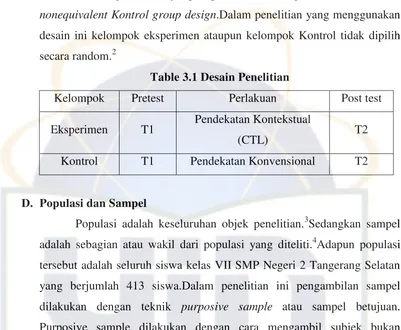 Table 3.1 Desain Penelitian 