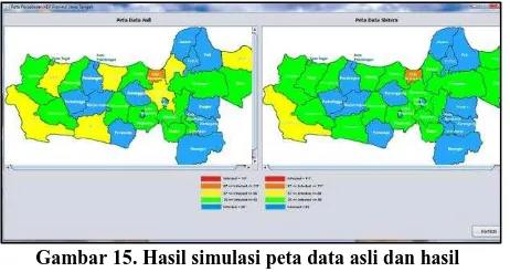 Gambar 15. Hasil simulasi peta data asli dan hasil perhitungan sistem tahun 2014 