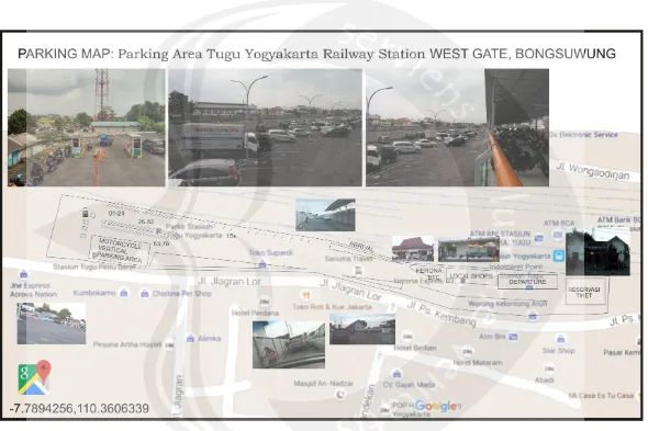 Figure 1.3. Parking Map, Parking Area Tugu Yogyakarta,  Railway Sttion, West Gate, Bong Suwung 
