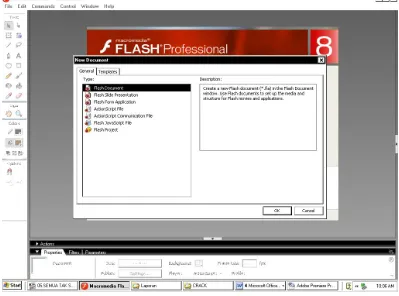 Gambar 4.1. Tampilan awal Macromedia Flash Professional 8