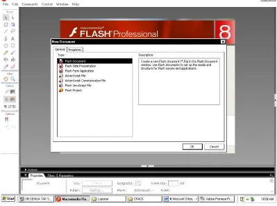 Gambar 4.1. Tampilan awal Macromedia Flash Professional 8