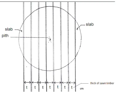 Figure 2. Live sawing patternGambar 2. Pola penggergajian satu sisi