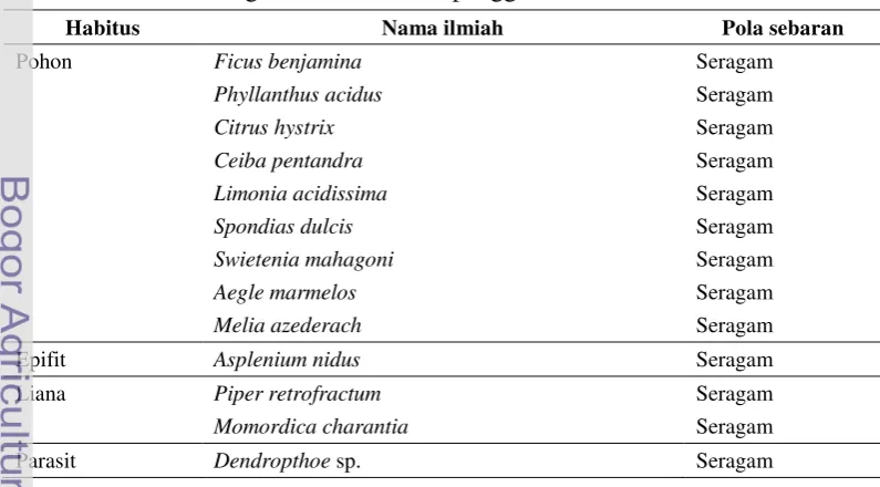 Tabel 10 Rekapitulasi jenis tumbuhan pangan dan obat yang memiliki pola 