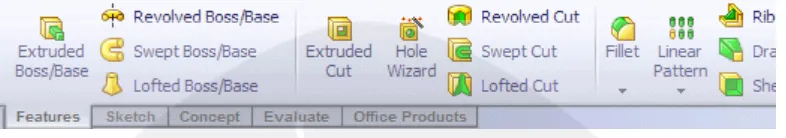 Gambar 2.4. Toolbar Features pada Software Solidworks 2011 