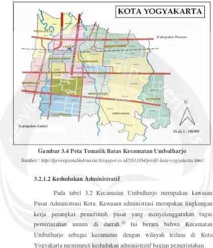 Gambar 3.4 Peta Tematik Batas Kecamatan Umbulharjo 
