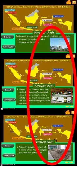 Gambar sebelum direvisi berisi 3 peninggalan kerajaan Aceh, 