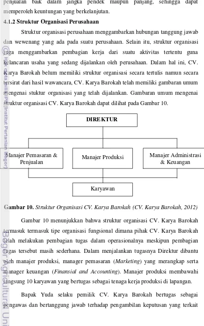 Gambar 10. Struktur Organisasi CV. Karya Barokah (CV. Karya Barokah, 2012) 