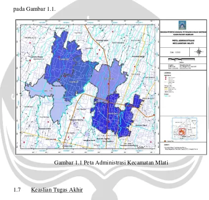 Gambar 1.1 Peta Administrasi Kecamatan Mlati 