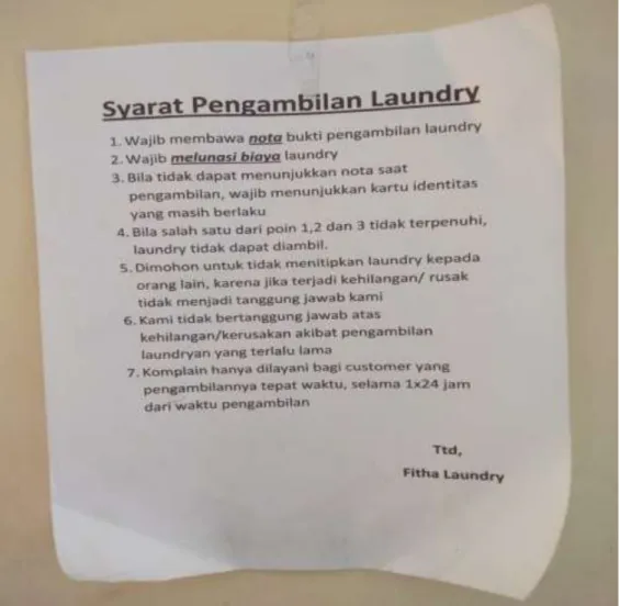 Foto 9. Aturan Fitha Laundry 