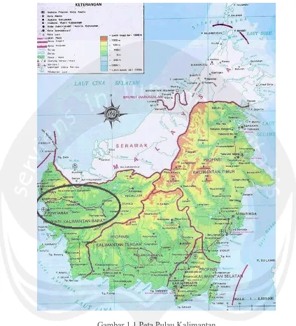 Gambar 1.1 Peta Pulau Kalimantan 