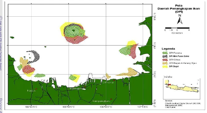 Gambar 15  Peta daerah penangkapan ikan di Teluk Jakarta