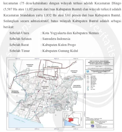 Gambar 3.1. Peta Administrasi Kabupaten Bantul Sumber : RTRW Kabupaten Bantul 2009 