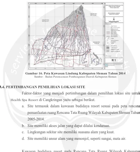 Gambar 16. Peta Kawasan Lindung Kabupaten Sleman Tahun 2014  Sumber : Badan Perencanaan Pembangunan Daerah Kabupaten Sleman 