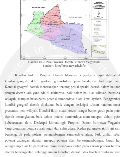 Gambar III.2. Peta Provinsi Daerah Istimewa Yogyakarta Sumber : http://ppsp.nawasis.info/ 