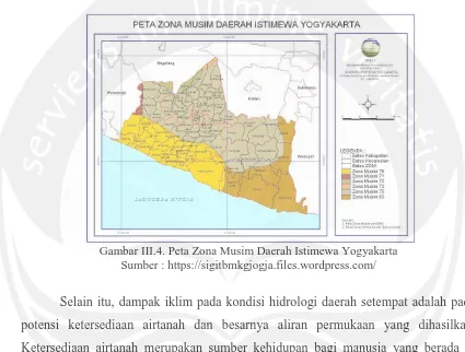 Gambar III.4. Peta Zona Musim Daerah Istimewa Yogyakarta Sumber : https://sigitbmkgjogja.files.wordpress.com/ 