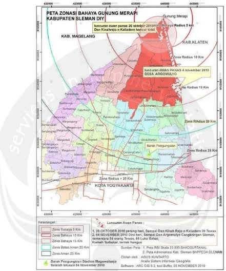 Gambar: 3.8. Peta Zonasi Bahaya Gunung Merapi 