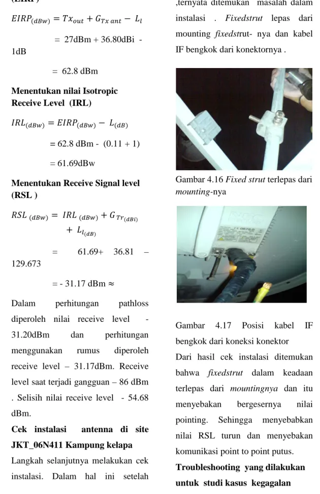 Gambar 4.16 Fixed strut terlepas dari  mounting-nya 