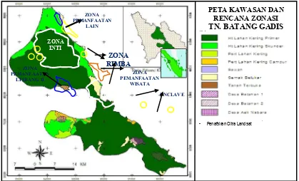 Gambar (Figure) 1. Peta rencana peruntukan zonasi Kawasan TNBG (Zoning Map of BGNP Area)