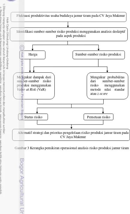 Gambar 3 Kerangka pemikiran operasional analisis risiko produksi jamur tiram 