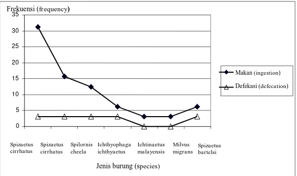 Gambar (Figure) 3.  Perilaku makan burung elang di PPSC (The ingestive behaviour of eagle species at Cika-nanga Wildlife Rescue Center)  