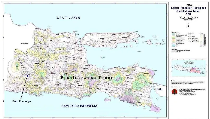 Gambar (Figure) 1. Lokasi penelitian di Kabupaten Ponorogo, Provinsi Jawa Timur (Map of research loca-tion in the Disctrict of Ponorogo, East Java Province) 