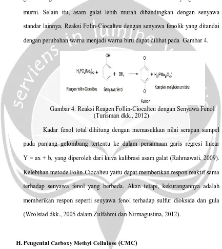 Gambar 4. Reaksi Reagen Follin-Ciocalteu dengan Senyawa Fenol  (Turisman dkk., 2012) 