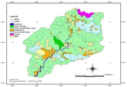 Tabel (Table) 1. Penggunaan lahan pada masing-masing sub DAS di lokasi penelitian (Actual land uses for                             each sub watershed at research site) 