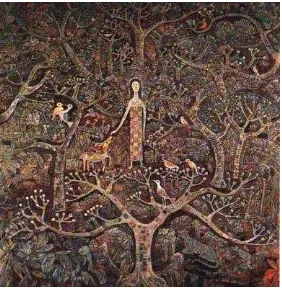 Gambar III: Widayat Ratu Rimba cat minyak di atas kanvas,145x145cm, 1989  