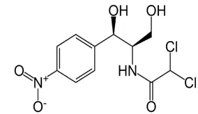 Gambar 3.  Struktur kimia kloramfenikol (Anonim1 2012) 