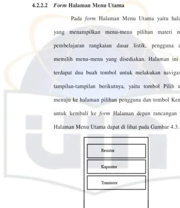 Gambar 4.3 Rancangan Form Halaman Menu Utama 
