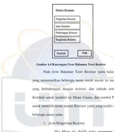 Gambar 4.4 Rancangan Form Halaman Teori Resistor 