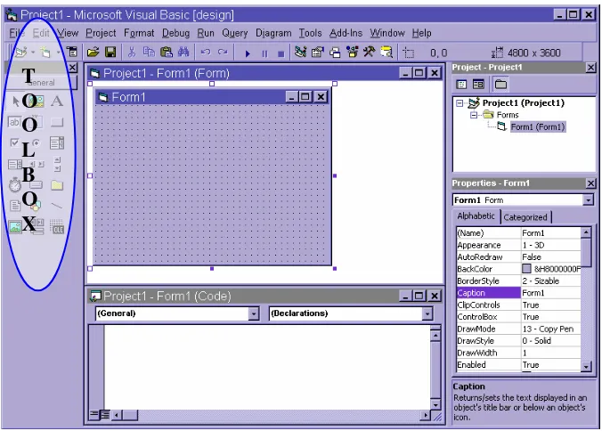 Gambar 2.2. Tampilan IDE Visual Basic 