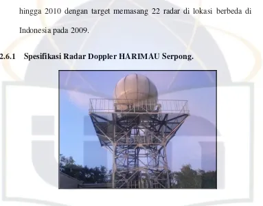 Tabel 2.1 Tabel Spesifikasi radar Doppler ( Sumber : BPPT  ) 