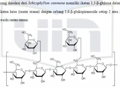 Gambar 2. Stuktur senyawa β-1,3;1,6-D-glukan (lentinan) (Volman dkk, 2007) 