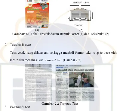 Gambar 2.1 Teks Tercetak dalam Bentuk Poster (a) dan Teks buku (b) 