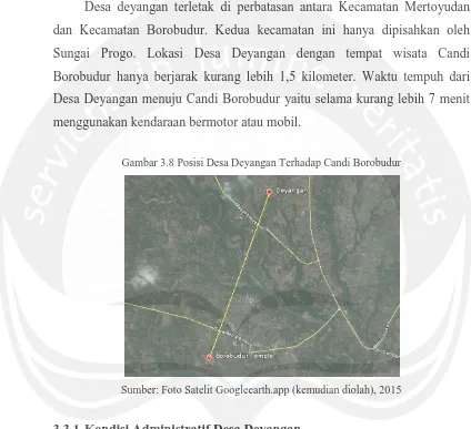 Gambar 3.8 Posisi Desa Deyangan Terhadap Candi Borobudur 