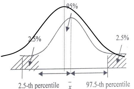 Gambar 2.6 Distribusi normal data anthropometri  95-th percentil  