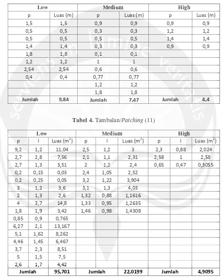 Tabel 4. Tambalan/Patching (11) 