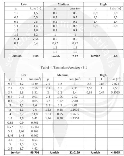 Tabel 4. Tambalan/Patching (11) 