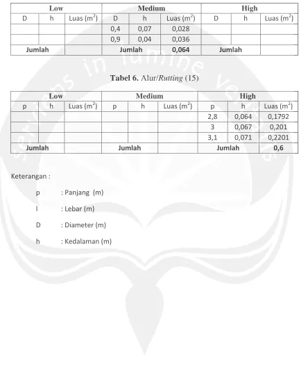 Tabel 6. Alur/Rutting (15) 