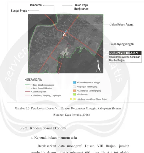 Gambar 3.3. Peta Lokasi Dusun VIII Brajan, Kecamatan Minggir, Kabupaten Sleman 