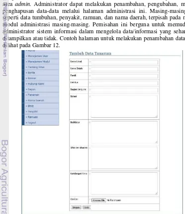 Gambar 11 Tampilan halaman  login untuk administator sistem informasi. 