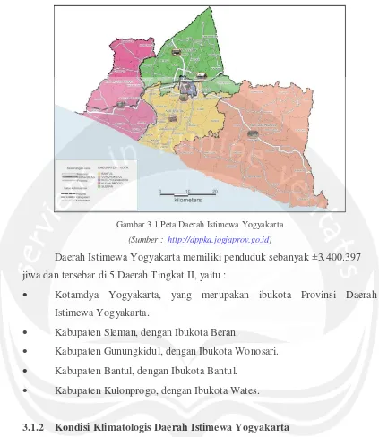 Gambar 3.1 Peta Daerah Istimewa Yogyakarta  