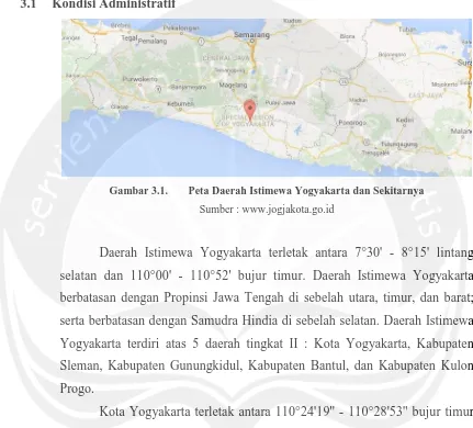 Gambar 3.1. Peta Daerah Istimewa Yogyakarta dan Sekitarnya 