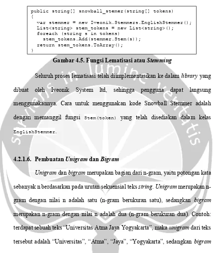 Gambar 4.5. Fungsi Lematisasi atau Stemming 