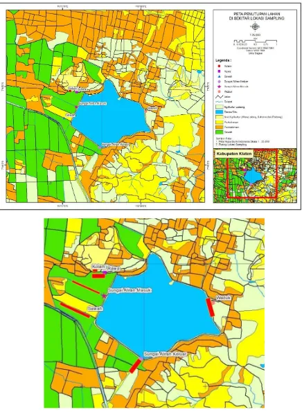Gambar 8. Peta Penutupan Lahan di Sekitar Lokasi Pengamatan (Atas) & Kawasan Lokasi Pengamatan (Bawah) 